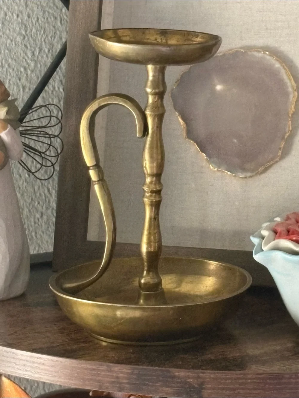 Vintage Brass Jewelry & Trinket Stand – Two-Tier Vanity Catchall